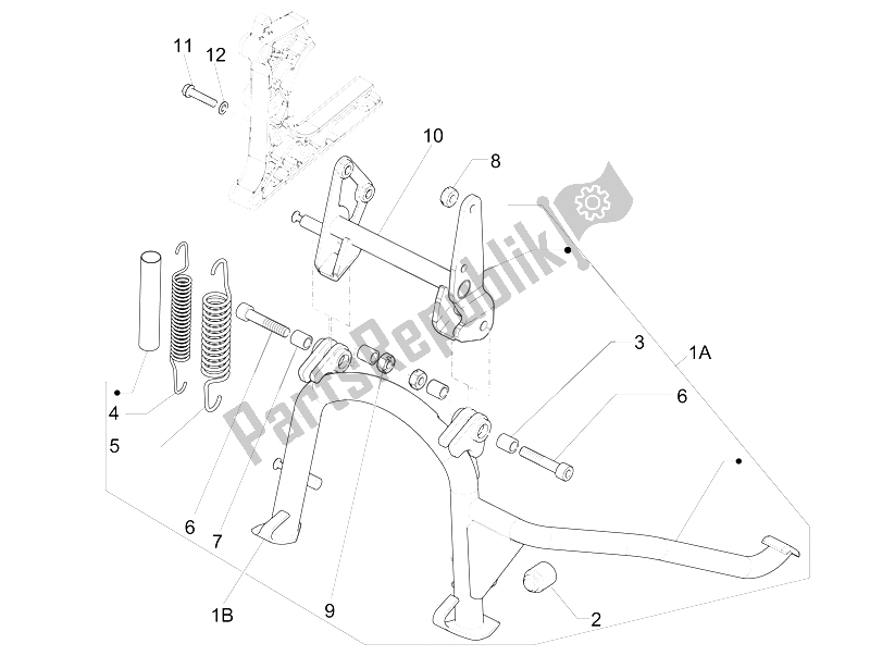 All parts for the Stand/s of the Gilera Fuoco 500 4T 4V IE E3 LT 2013