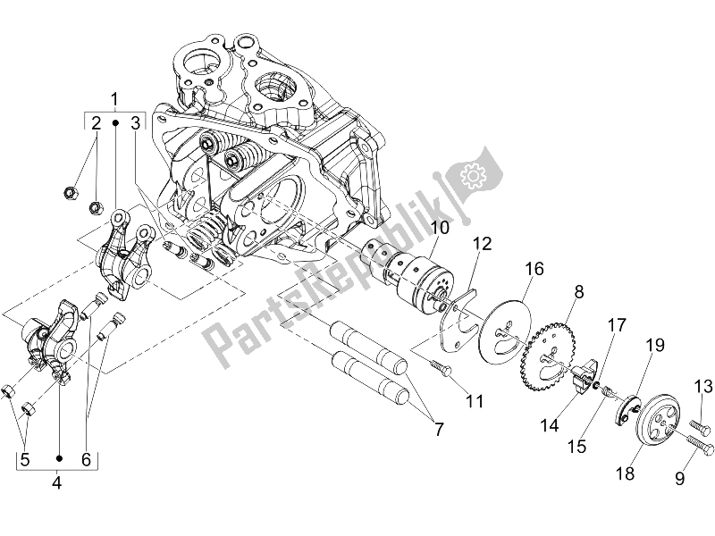 Todas as partes de Unidade De Suporte De Alavancas Oscilantes do Gilera Runner 200 VXR 4T E3 UK 2006