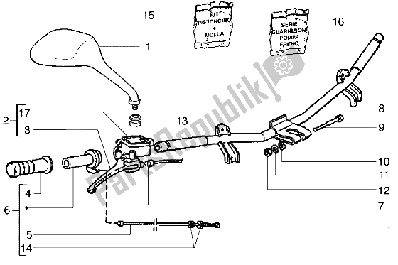 Tutte le parti per il Componenti Manubrio del Gilera Runner 50 1998