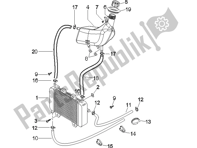 All parts for the Cooling System of the Gilera Runner 50 SP 2005