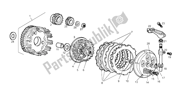 All parts for the Clutch of the Gilera RCR 50 1998