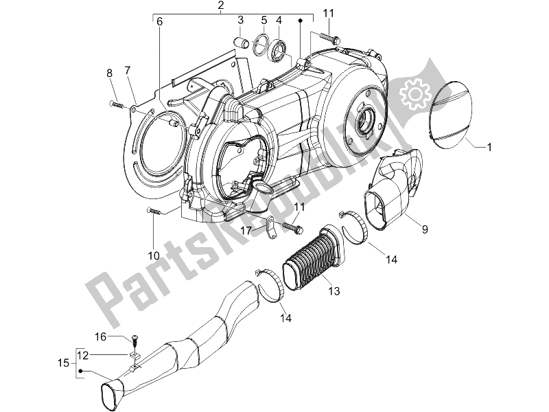 All parts for the Crankcase Cover - Crankcase Cooling of the Gilera Runner 200 VXR 4T Race E3 2006