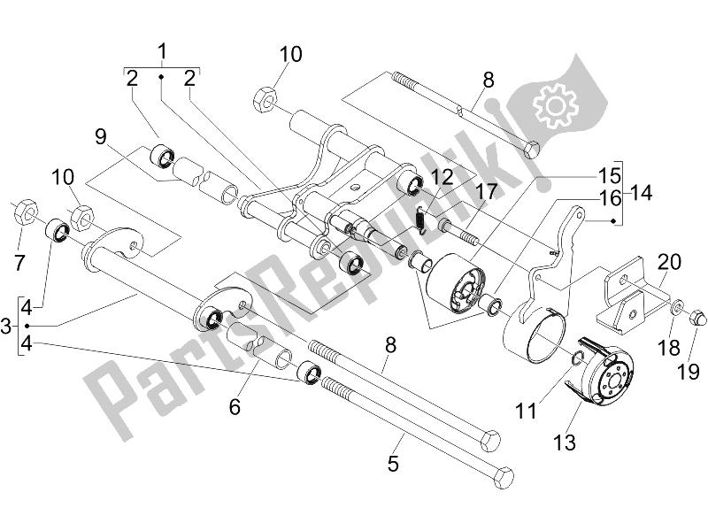 Toutes les pièces pour le Bras Oscillant du Gilera Runner 125 VX 4T E3 UK 2006