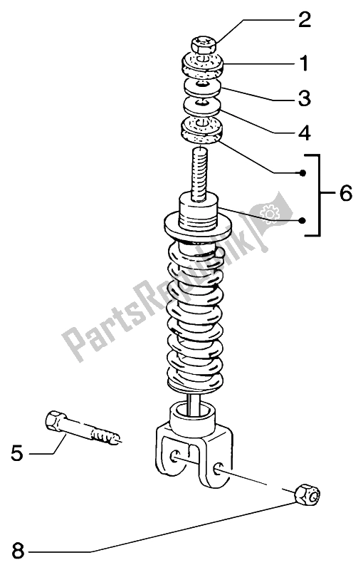 All parts for the Rear Damper of the Gilera Runner 50 Purejet 1998