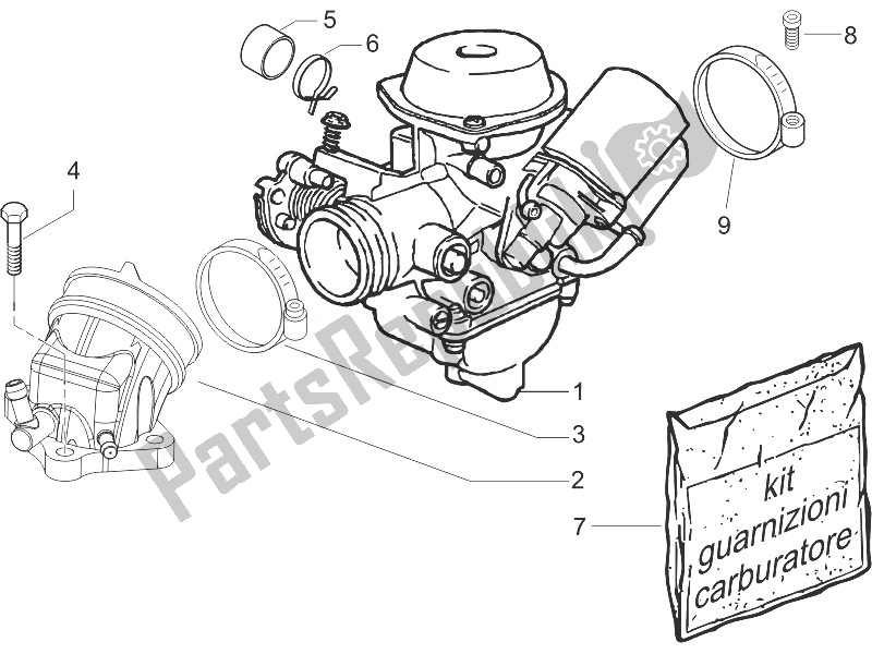 Toutes les pièces pour le Carburateur, Montage - Tuyau Union du Gilera Runner 125 VX 4T 2005