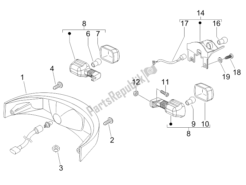Toutes les pièces pour le Phares Arrière - Clignotants du Gilera Nexus 250 SP E3 UK 2006