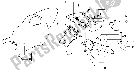 All parts for the Saddle-tail of the Gilera DNA 180 1998