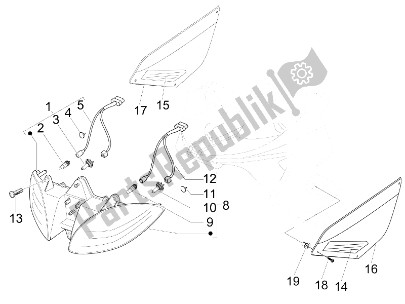 Toutes les pièces pour le Phares Avant - Clignotants du Gilera Nexus 500 E3 2009