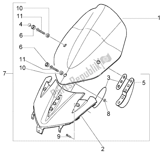 Toutes les pièces pour le Pare-brise du Gilera Nexus 500 1998