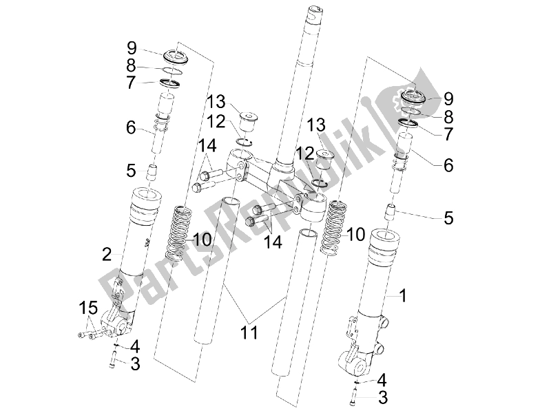 All parts for the Fork's Components (kayaba) of the Gilera Runner 125 VX 4T SC UK 2006