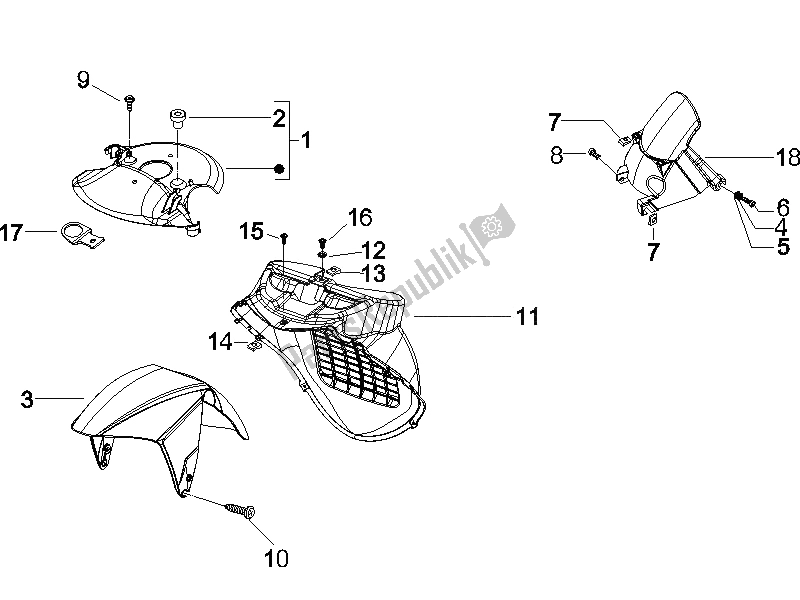 All parts for the Wheel Huosing - Mudguard of the Gilera Runner 50 Pure JET SC UK 2005