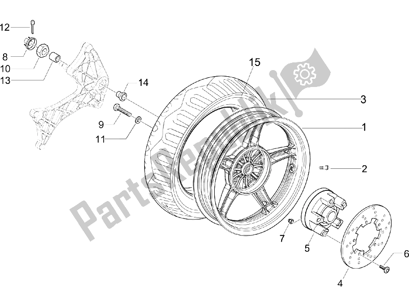 All parts for the Rear Wheel of the Gilera Runner 125 VX 4T SC UK 2006