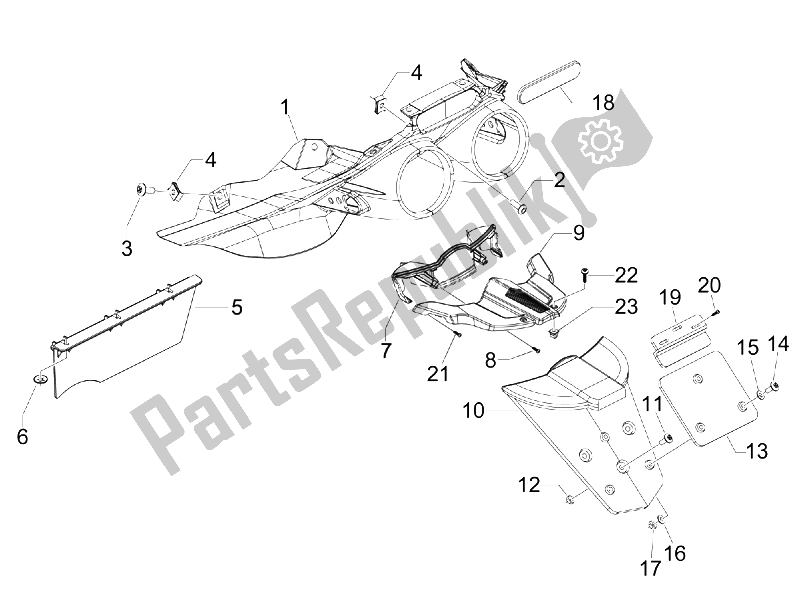 Todas las partes para Cubierta Trasera - Protector Contra Salpicaduras de Gilera Fuoco 500 E3 2007