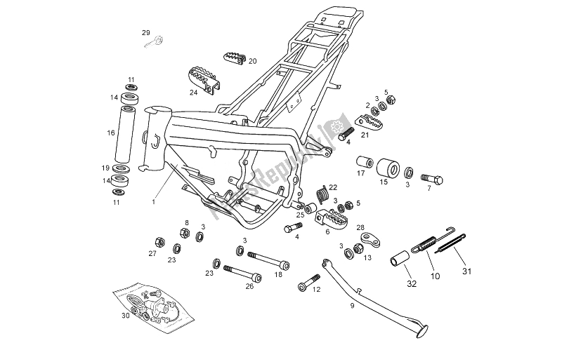 All parts for the Frame of the Gilera SMT Racing 50 2011