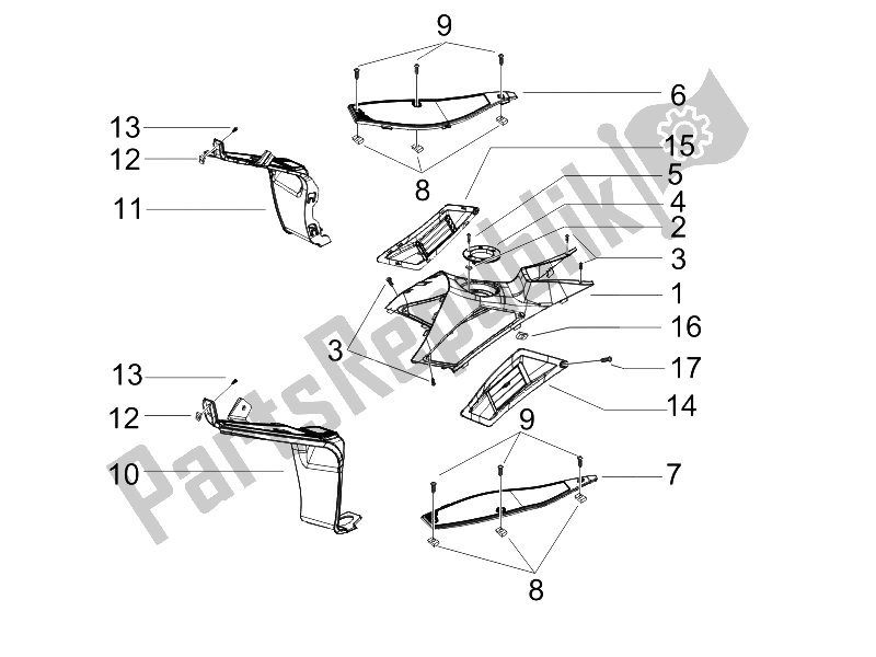 Toutes les pièces pour le Housse Centrale - Repose-pieds du Gilera Runner 50 Pure JET SC UK 2005