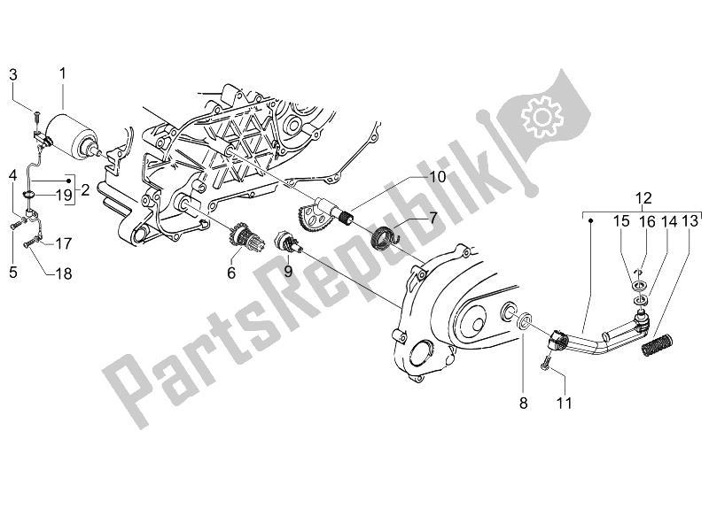 Toutes les pièces pour le Stater - Démarreur électrique du Gilera Runner 50 SP 2008