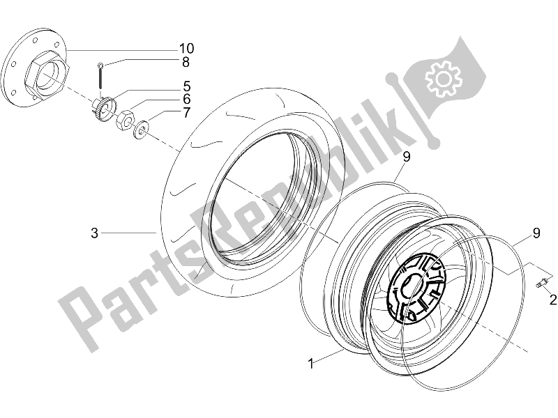 All parts for the Rear Wheel of the Gilera Storm 50 UK 2007