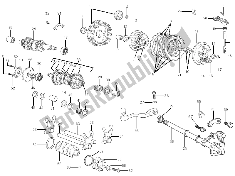 Toutes les pièces pour le Composants De Boîte De Vitesses du Gilera RCR 50 2006