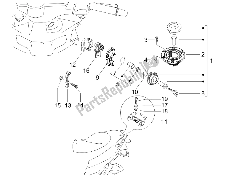 All parts for the Locks of the Gilera Runner 125 VX 4T Race 2005