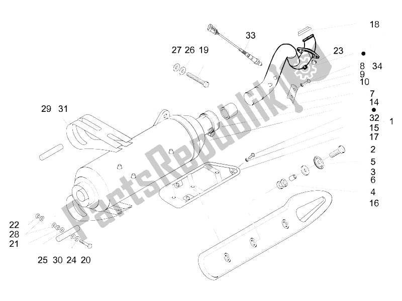 All parts for the Silencer of the Gilera Nexus 500 E3 2006