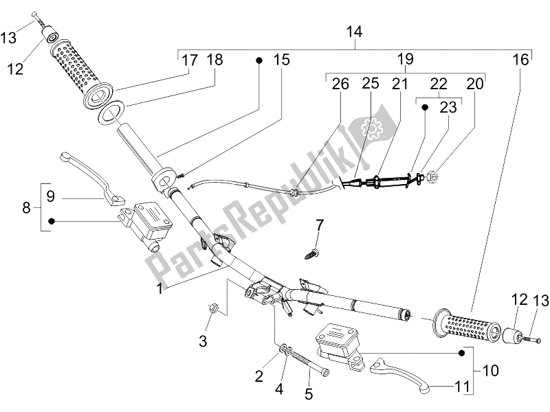 Toutes les pièces pour le Guidon - Master Cil. Du Gilera Runner 125 VX 4T SC E3 2006