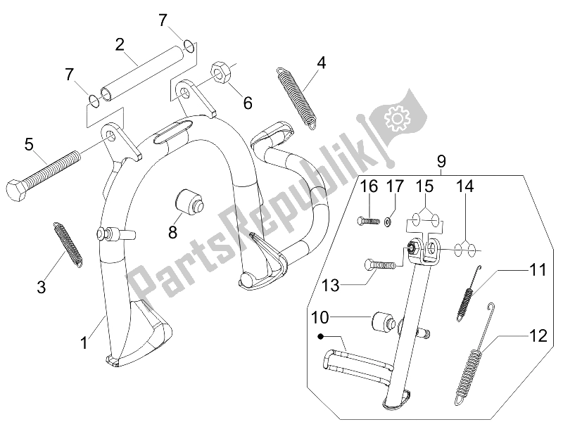 All parts for the Stand/s of the Gilera Runner 200 VXR 4T E3 2006