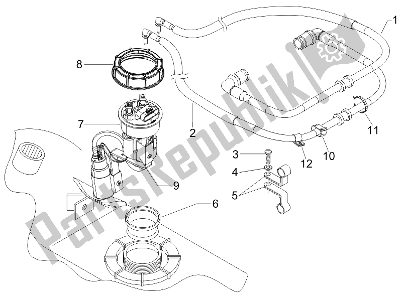 All parts for the Supply System of the Gilera Nexus 250 E3 2007