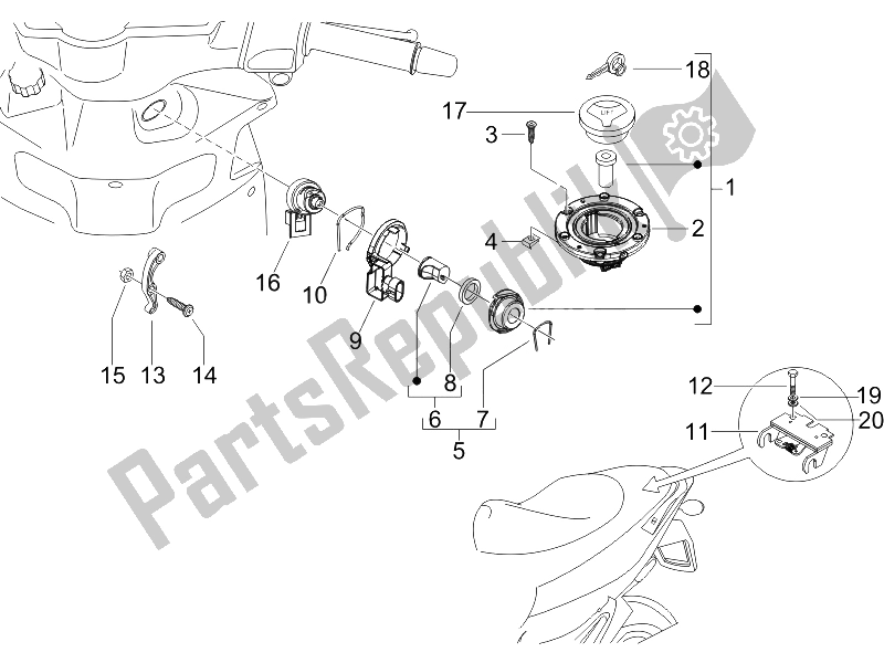 All parts for the Locks of the Gilera Runner 125 VX 4T SC 2006