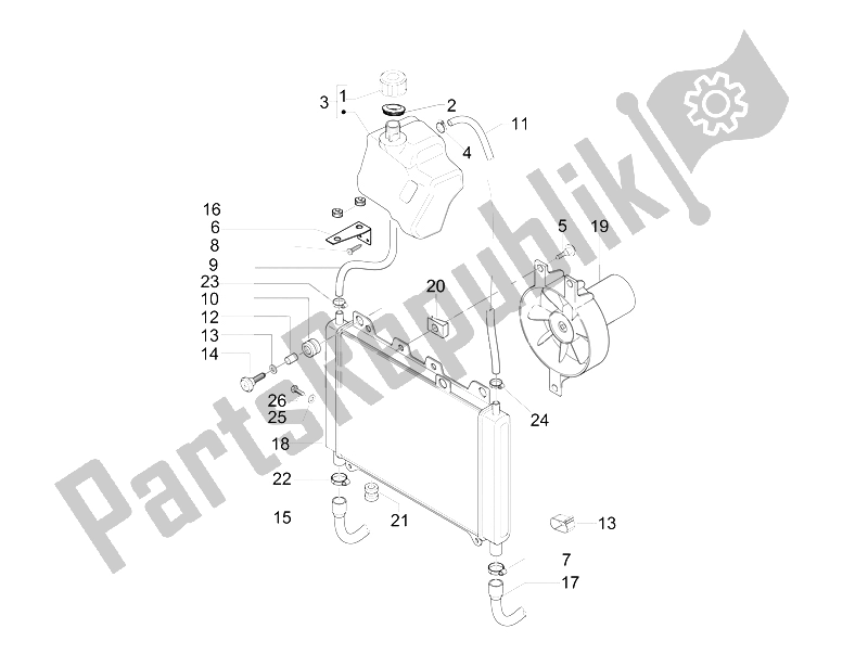 All parts for the Cooling System of the Gilera Nexus 500 E3 2009
