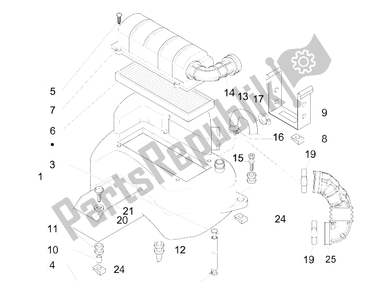 All parts for the Air Filter of the Gilera Nexus 500 E3 2009