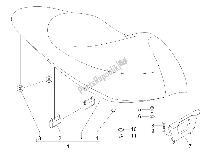 Toutes les pièces pour le Selle / Sièges - Rouleau D'outils du Gilera Runner 200 VXR 4T E3 2006