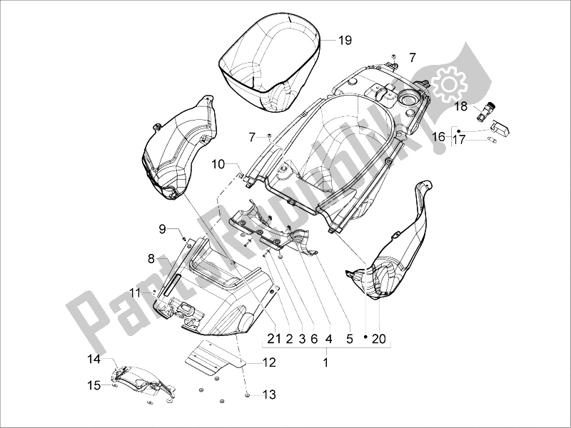 All parts for the Helmet Huosing - Undersaddle of the Gilera GP 800 2009