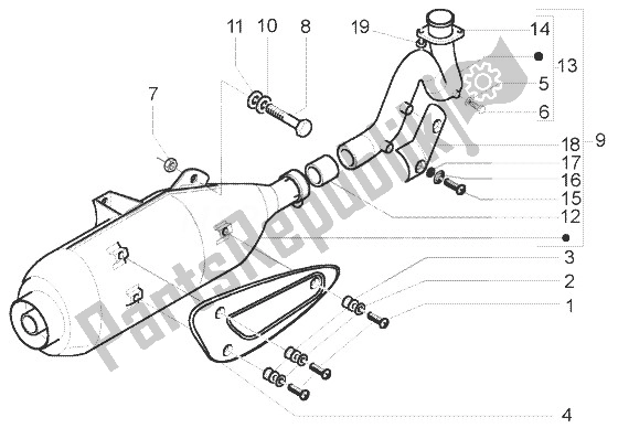 Todas las partes para Silenciador Catalítico de Gilera Runner 125 VX 4T 1998