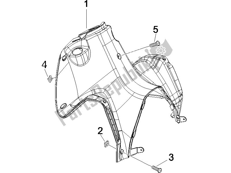 Todas las partes para Guantera Frontal - Panel De Rodilleras de Gilera Runner 200 VXR 4T E3 UK 2006