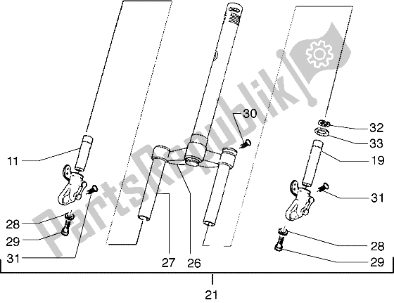 All parts for the Front Fork of the Gilera Runner VX 125 1998