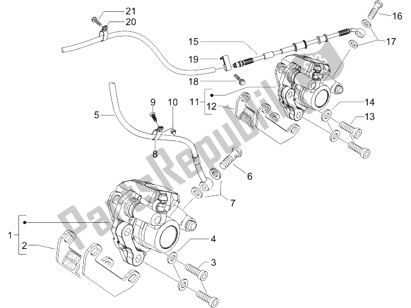All parts for the Brakes Pipes - Calipers of the Gilera Runner 125 VX 4T E3 2007