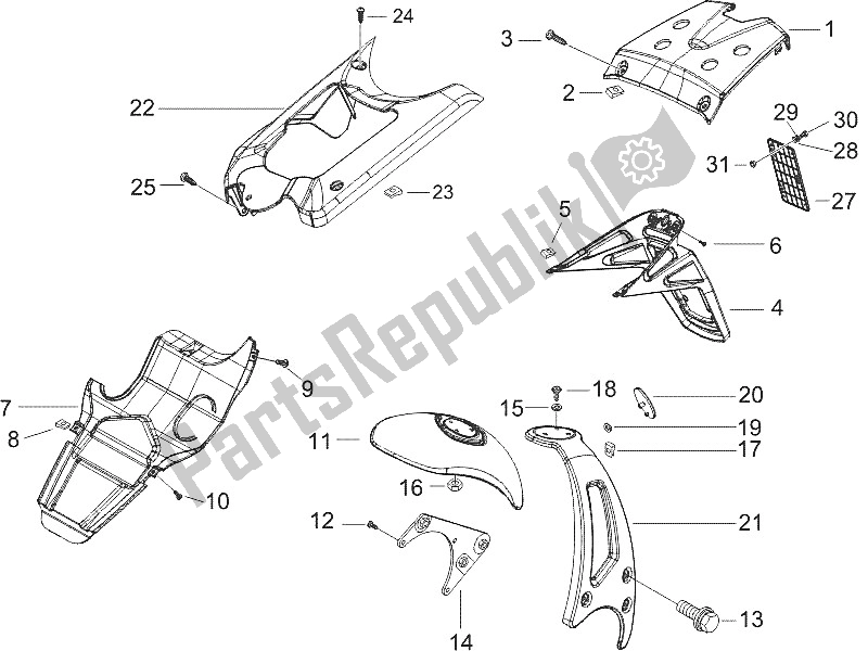 Tutte le parti per il Coperchio Posteriore - Paraspruzzi del Gilera Runner 50 Pure JET 2005