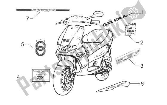 Tutte le parti per il Emblemi del Gilera Runner 50 SP 1998