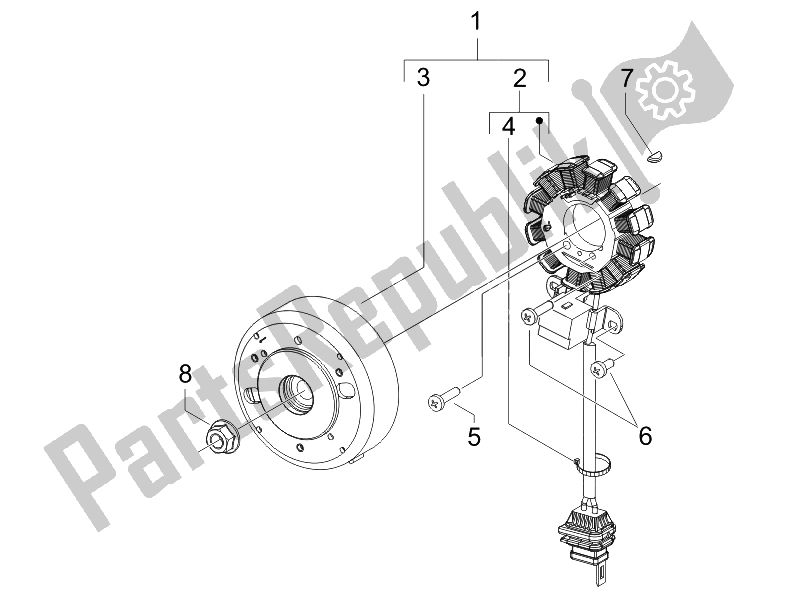 Toutes les pièces pour le Volant Magnéto du Gilera Runner 50 SP 2010