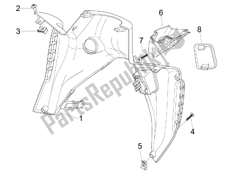 All parts for the Front Glove-box - Knee-guard Panel of the Gilera Nexus 300 IE E3 2008