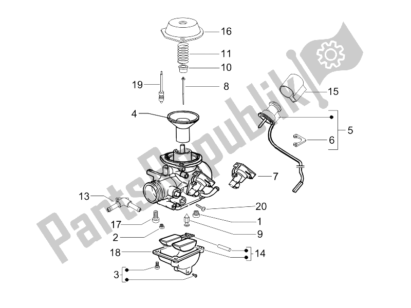 Todas las partes para Componentes Del Carburador de Gilera Runner 125 VX 4T SC E3 2006