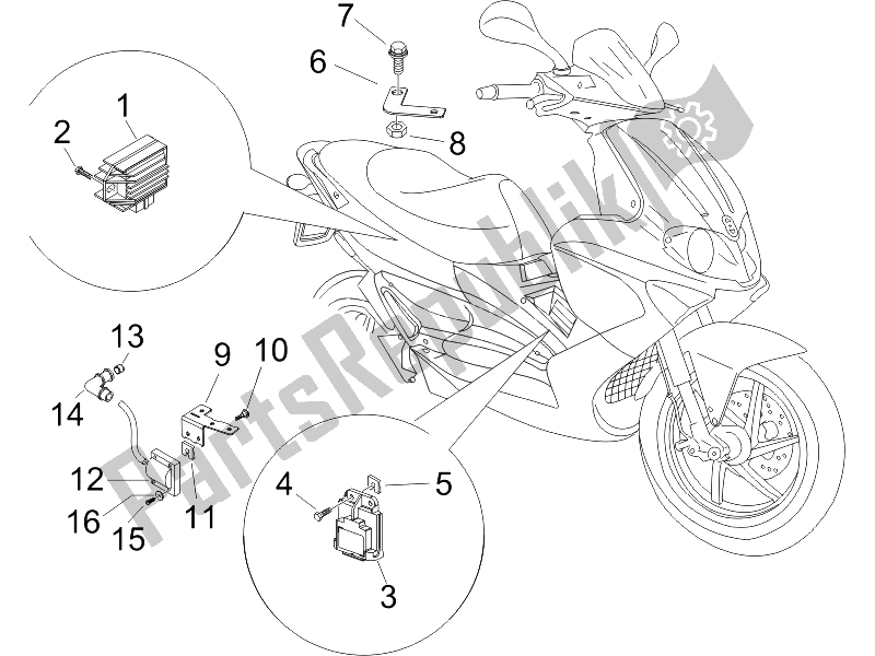 Wszystkie części do Regulatory Napi? Cia - Elektroniczne Jednostki Steruj? Ce (ecu) - H. T. Cewka Gilera Runner 125 VX 4T SC 2006