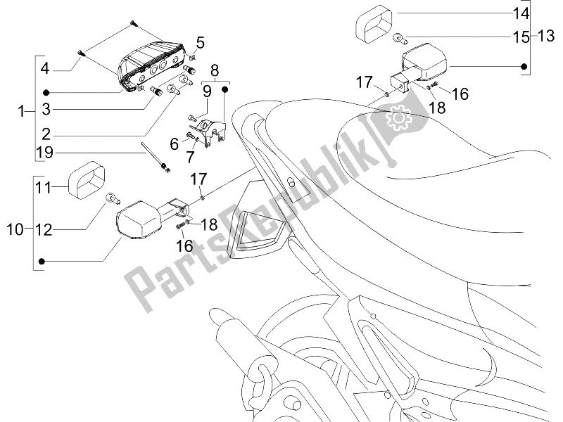 All parts for the Rear Headlamps - Turn Signal Lamps of the Gilera Runner 125 VX 4T E3 UK 2006