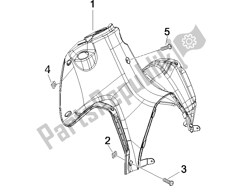 All parts for the Front Glove-box - Knee-guard Panel of the Gilera Runner 125 VX 4T E3 UK 2006