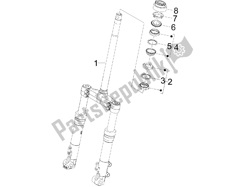 All parts for the Fork/steering Tube - Steering Bearing Unit of the Gilera Runner 125 VX 4T Race E3 2006