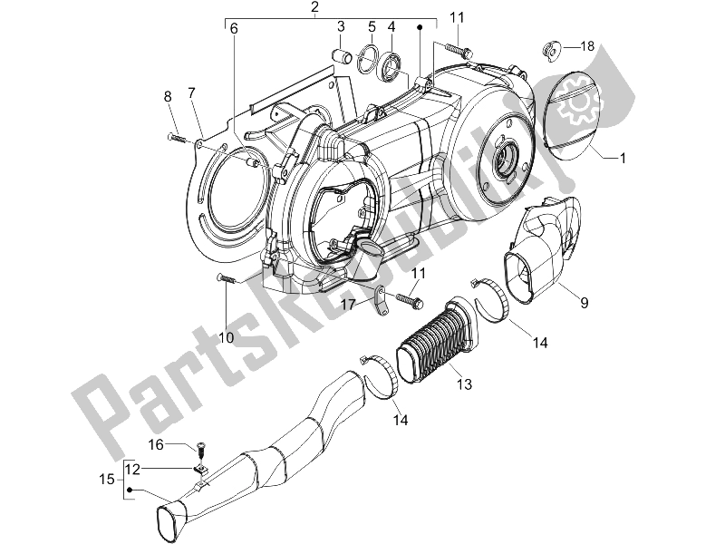 Tutte le parti per il Coperchio Del Carter - Raffreddamento Del Carter del Gilera Runner 200 VXR 4T E3 2006