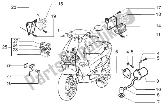 Toutes les pièces pour le Appareil électrique (3) du Gilera Runner 200 VXR 4T 1998