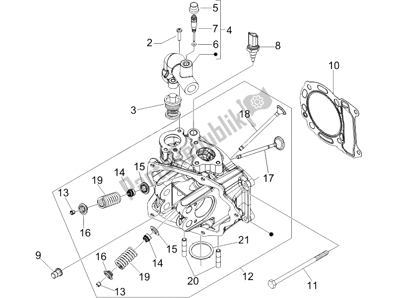 Toutes les pièces pour le Unité De Tête - Valve du Gilera Nexus 250 SP E3 UK 2006