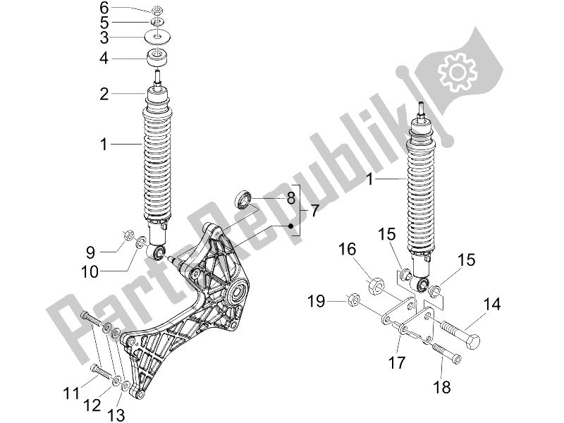 All parts for the Rear Suspension - Shock Absorber/s of the Gilera Runner 125 VX 4T E3 Serie Speciale 2007