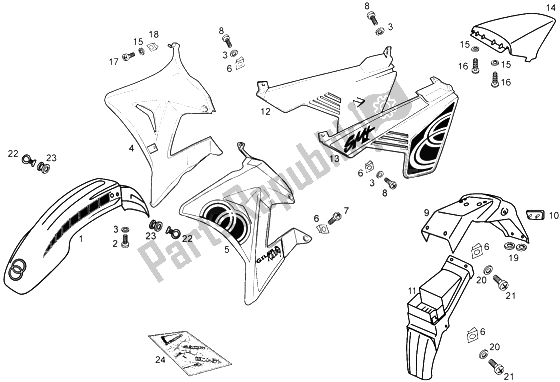 Alle onderdelen voor de Chaiss Componenten van de Gilera SMT 50 1998